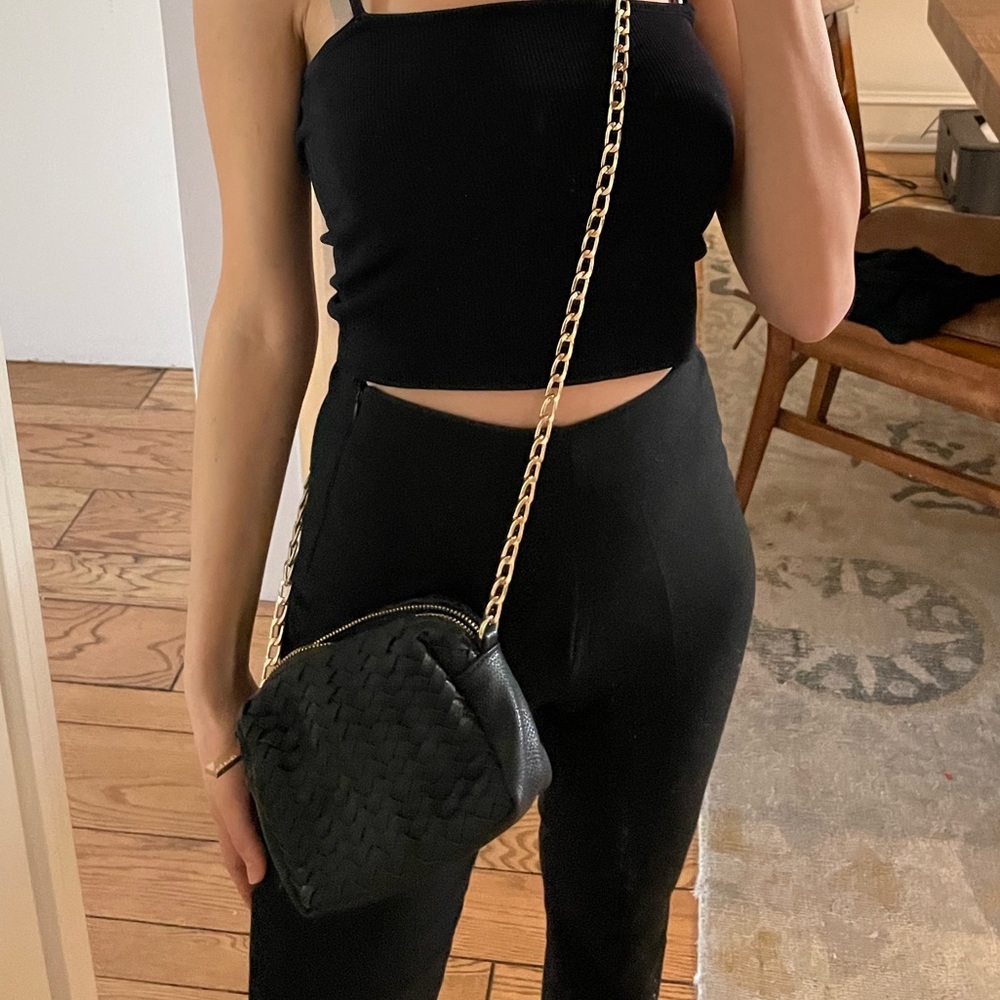 Never used crossbody black purse with gold chain
